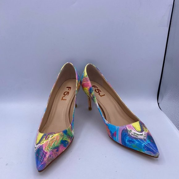 FSJ Classic Kitten Heels Pointy Closed Toe Pumps - Picture 3 of 15